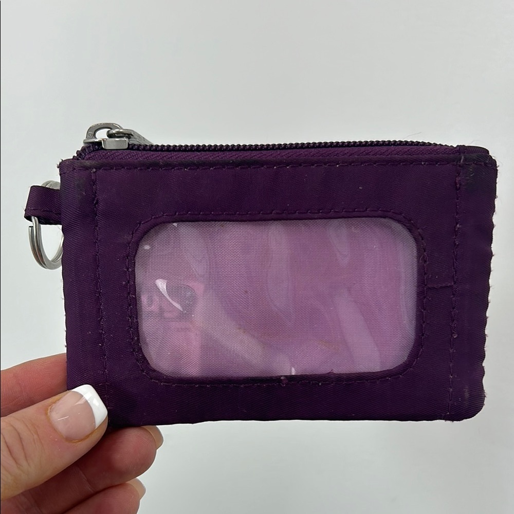 Lug Quilted Purple Coin Purse Zip Wallet Plum Cards Keys Money Travel Organize - Picture 3 of 5